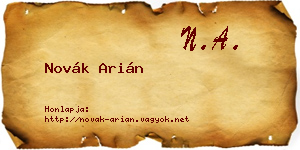 Novák Arián névjegykártya
